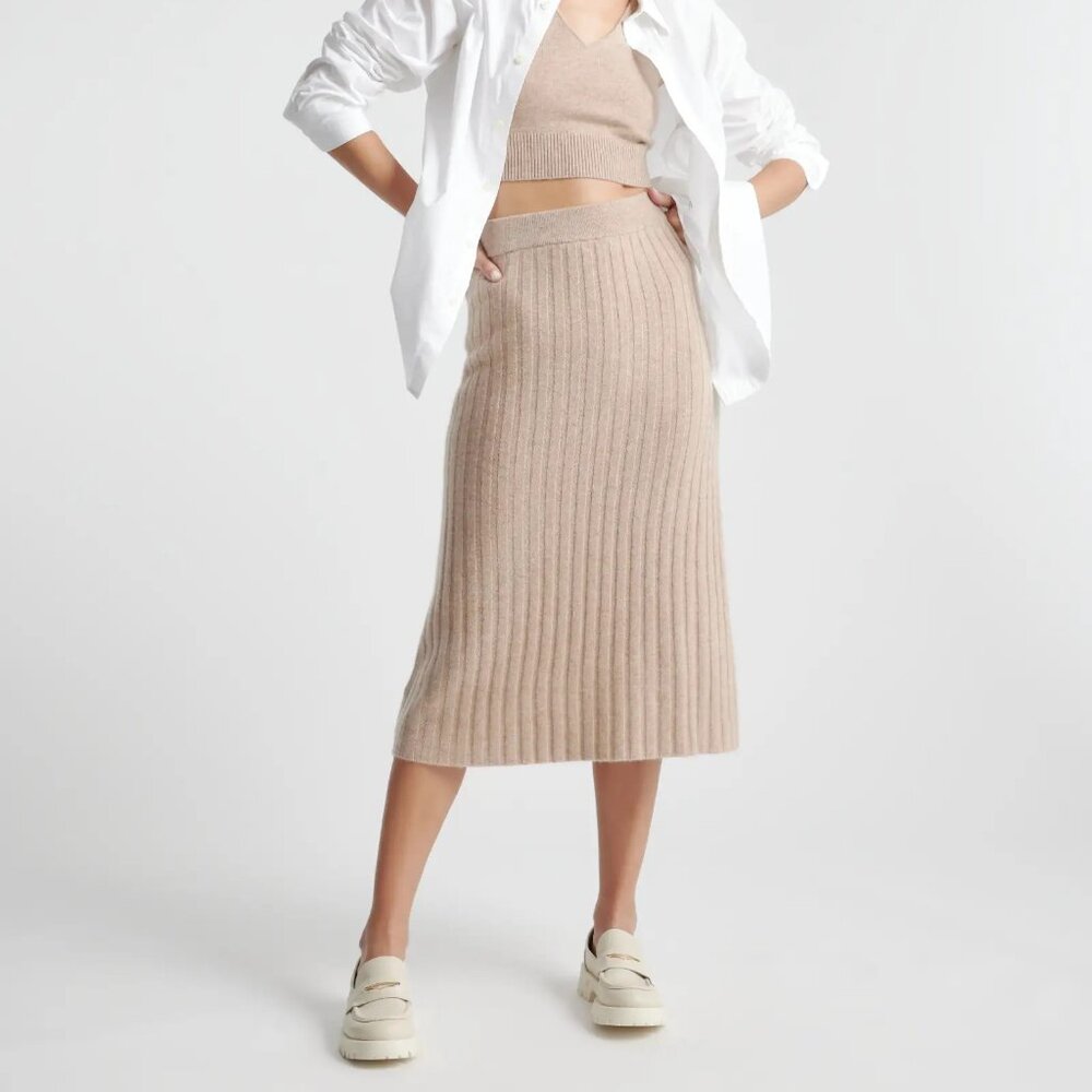 Quince Mongolian Cashmere Midi Skirt